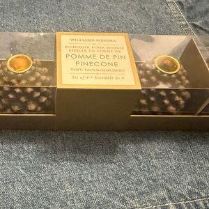 Williams Sonoma Pinecone Tiny Taper Candle Holders - Brown